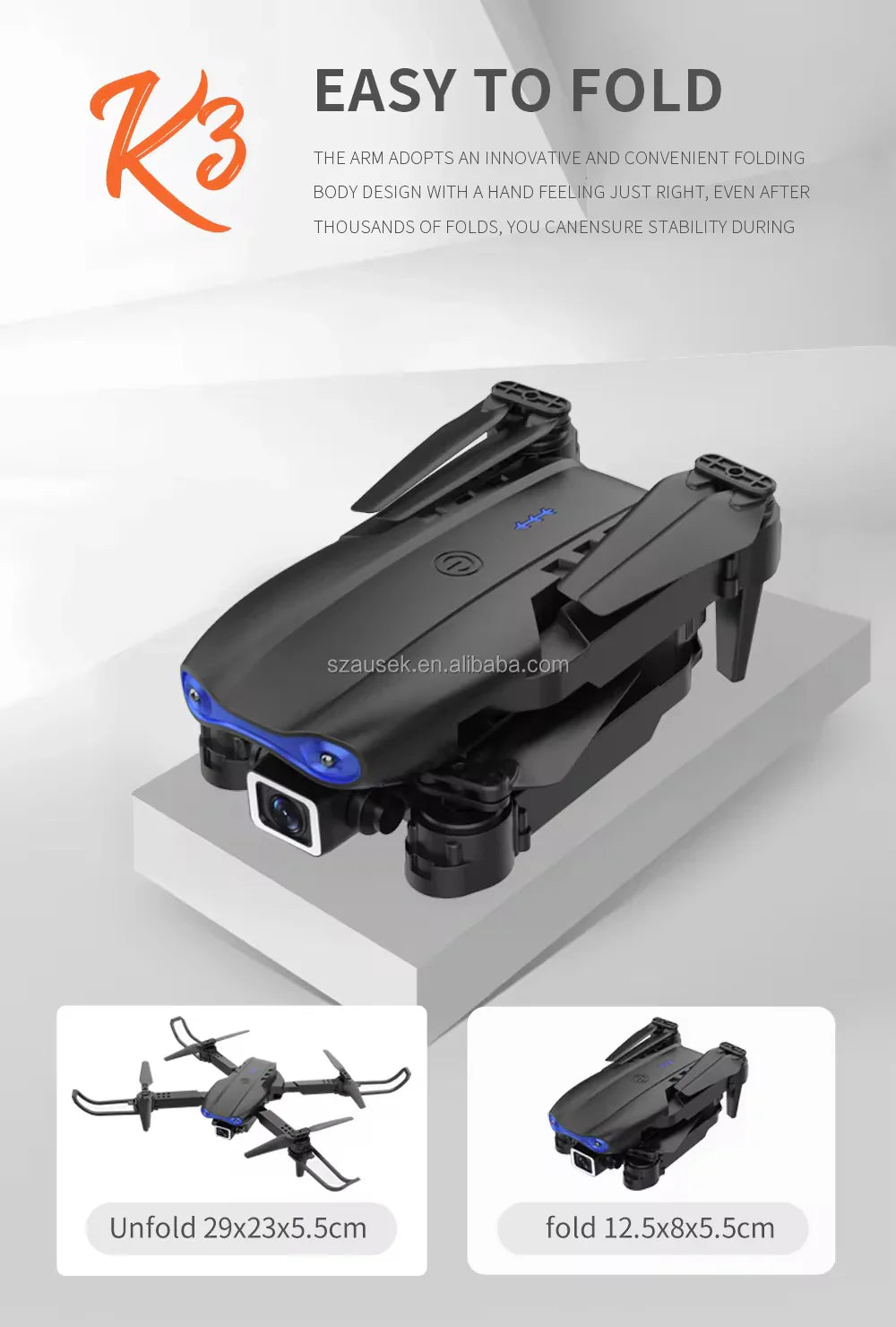 V966 Foldable Drone With HD Camera (Black)